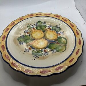 Jay Willfred Portugal Hand Painted Lemon Decorative Wall Plate Scalloped Edge